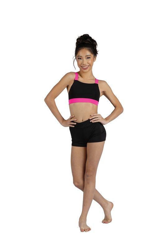 DANZNMOTION CRISS CROSS 2 TONE STRAP TOP