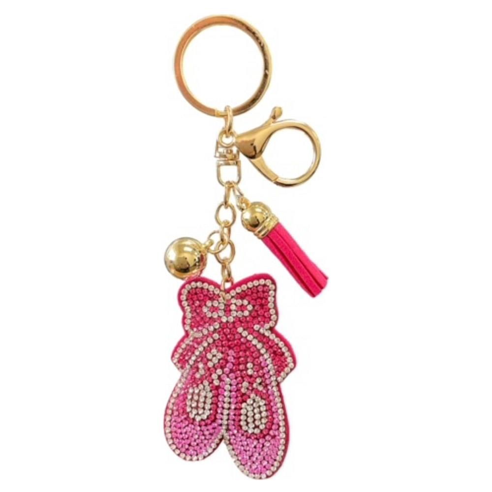 JOIA RHINESTONE BALLET SHOE KEYCHAIN W/TASSEL