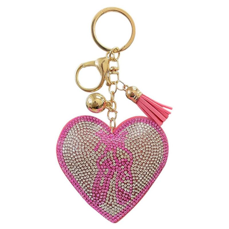 JOIA RHINESTONE HEART BALLET SHOES KEYCHAIN W/TASSEL