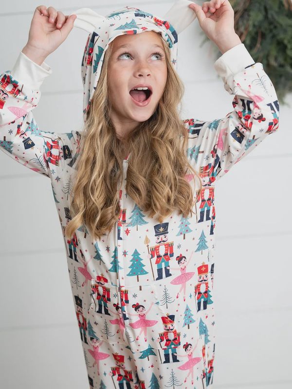 NUTCRACKER ZIP UP ONSIE PAJAMAS WITH HOOD