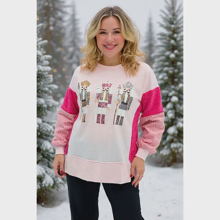 SOUTHERN STITCH SEQUIN NUTCRACKER CORDUROY SWEATSHIRT