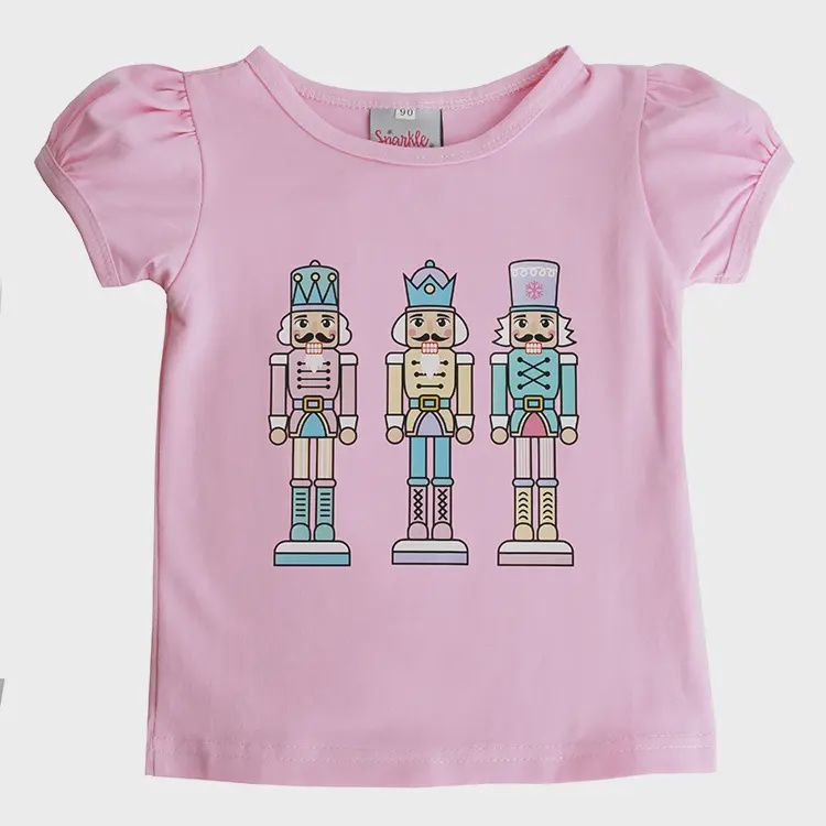 SPARKLE SISTER PUFF SLEEVE TSHIRT W/PASTEL NUTCRACKER DESIGN