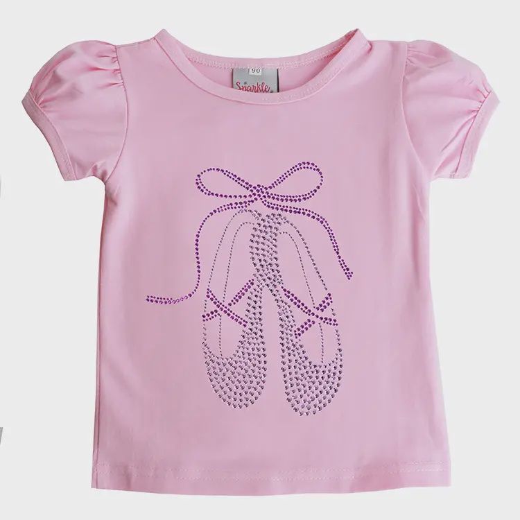 SPARKLE SISTERS PUFF SLEEVE TSHIRT WITH LAVENDER STUDDED BALLET SLIPPERS, Size: YOUTH 2