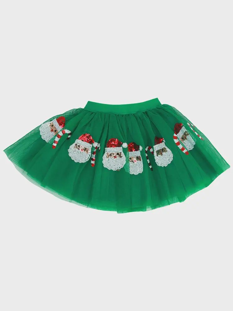 SPARKLE SISTERS GREEN TUTU WITH SANTA CLAUSE MOTIF, Size: 1-2 year