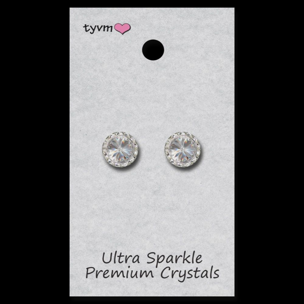 THANK YOU VERY MUCH 11MM ULTRA SPARKLE CENTER STONE EARRING, BACK: POST, COLOR: CLEAR