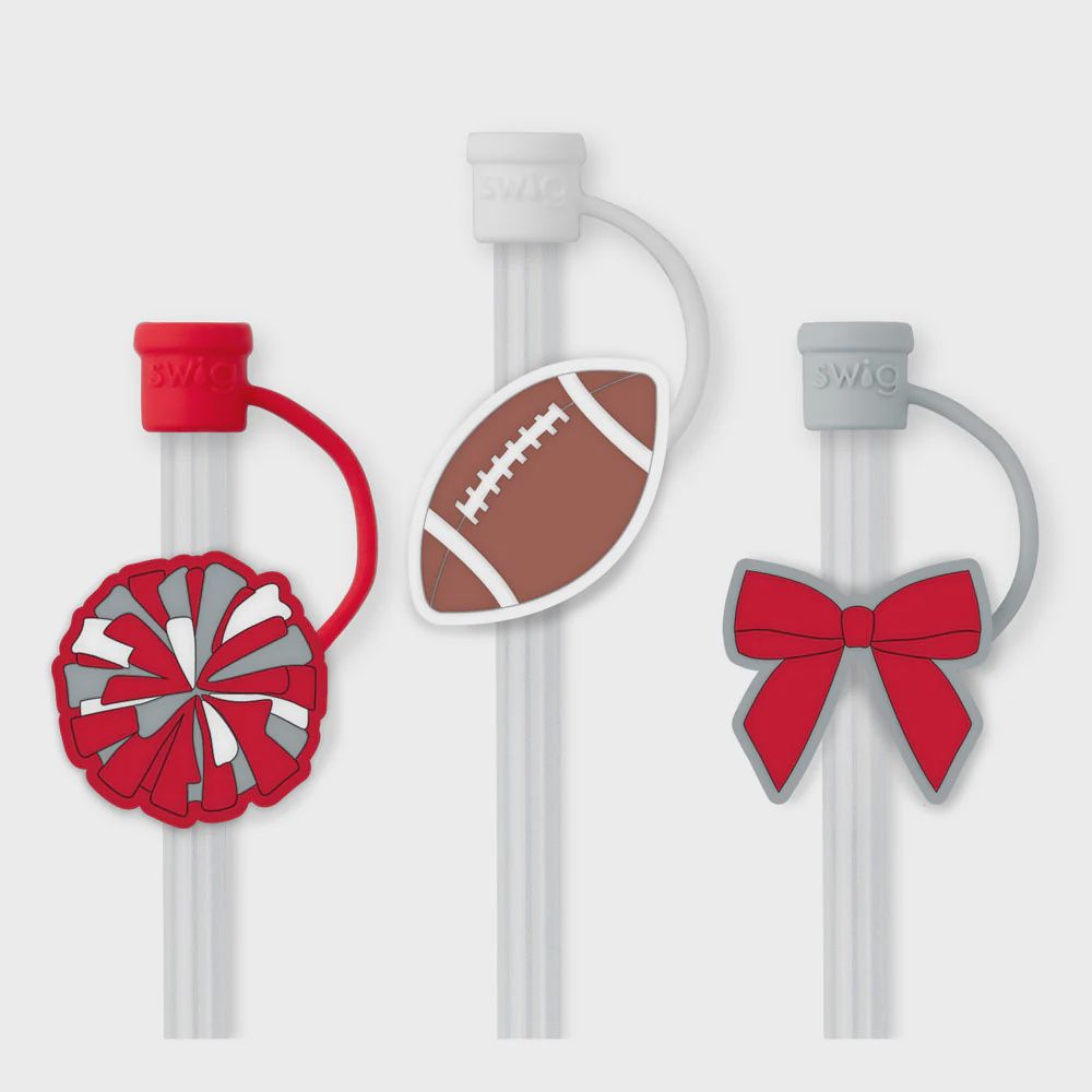 SWIG WE&#39;VE GOT SPIRIT STRAW TOPPER SET, COLOR: RED + GREY