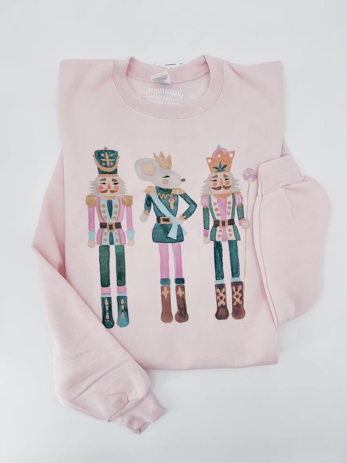 PASTEL NUTCRACKER SWEATSHIRT, COLOR: PINK, Size: ADULT SMALL