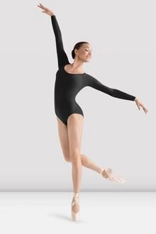 BLOCH ADULT  BASIC LONG SLEEVE LEOTARD, COLOR: BLACK, Size: MEDIUM