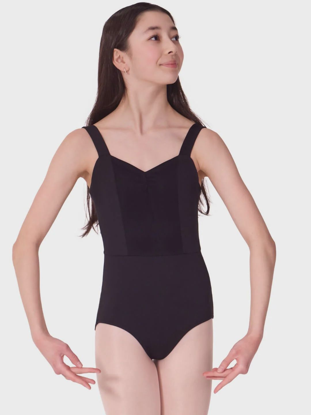 CAPEZIO BLACK TANK LEOTARD WITH PINCH FRONT