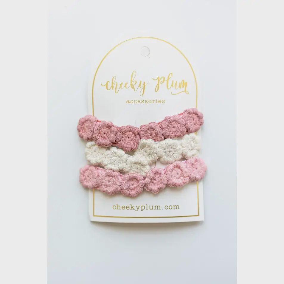 CHEEKY PLUM EMBROIDERED HAIR CLIP SET