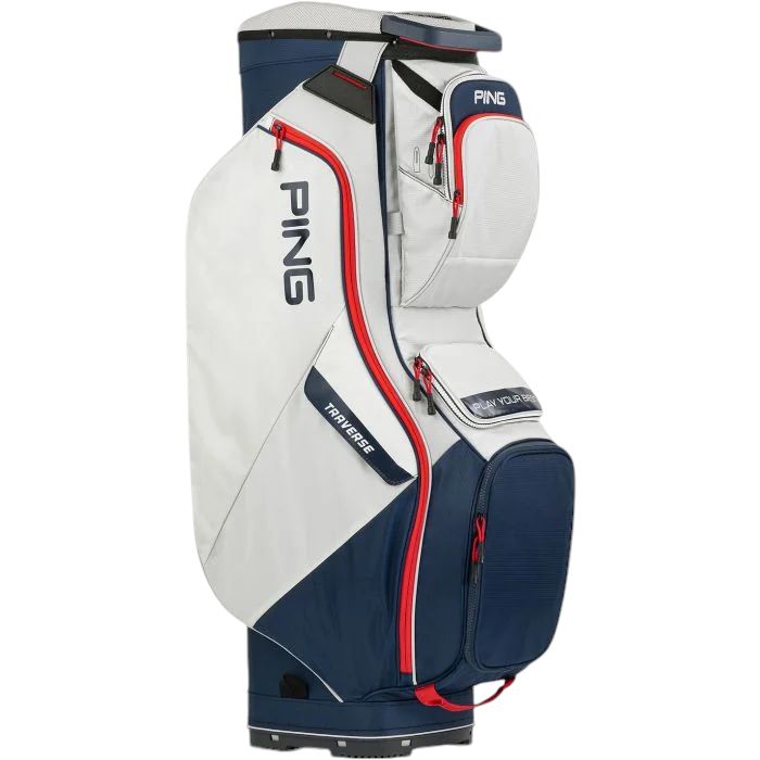 PING TRAVERSE GOLF BAG PLATINUM/NAVY/RED