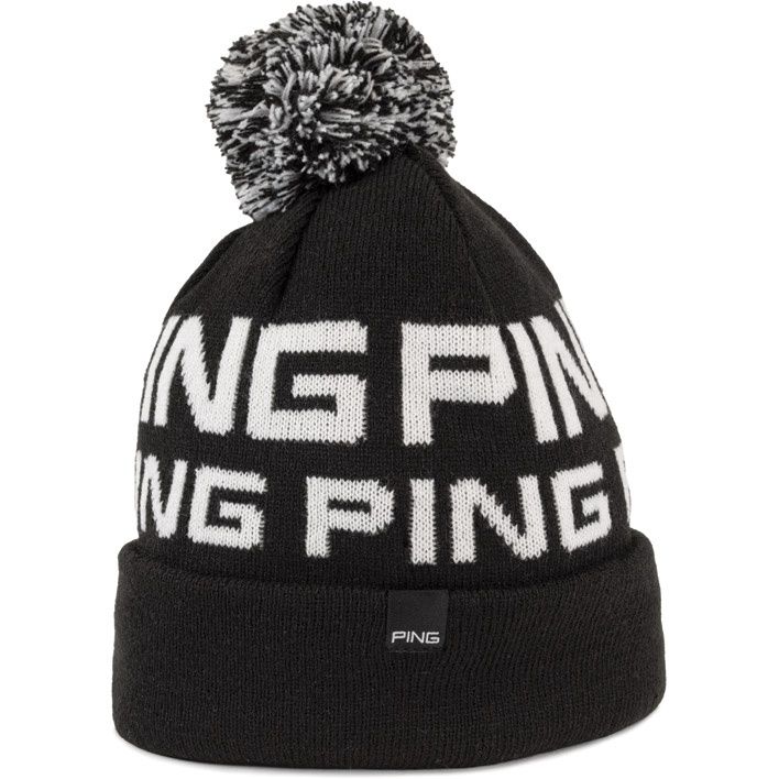 PING LOGO BOBBLE BEANIE II BLACK/WHITE