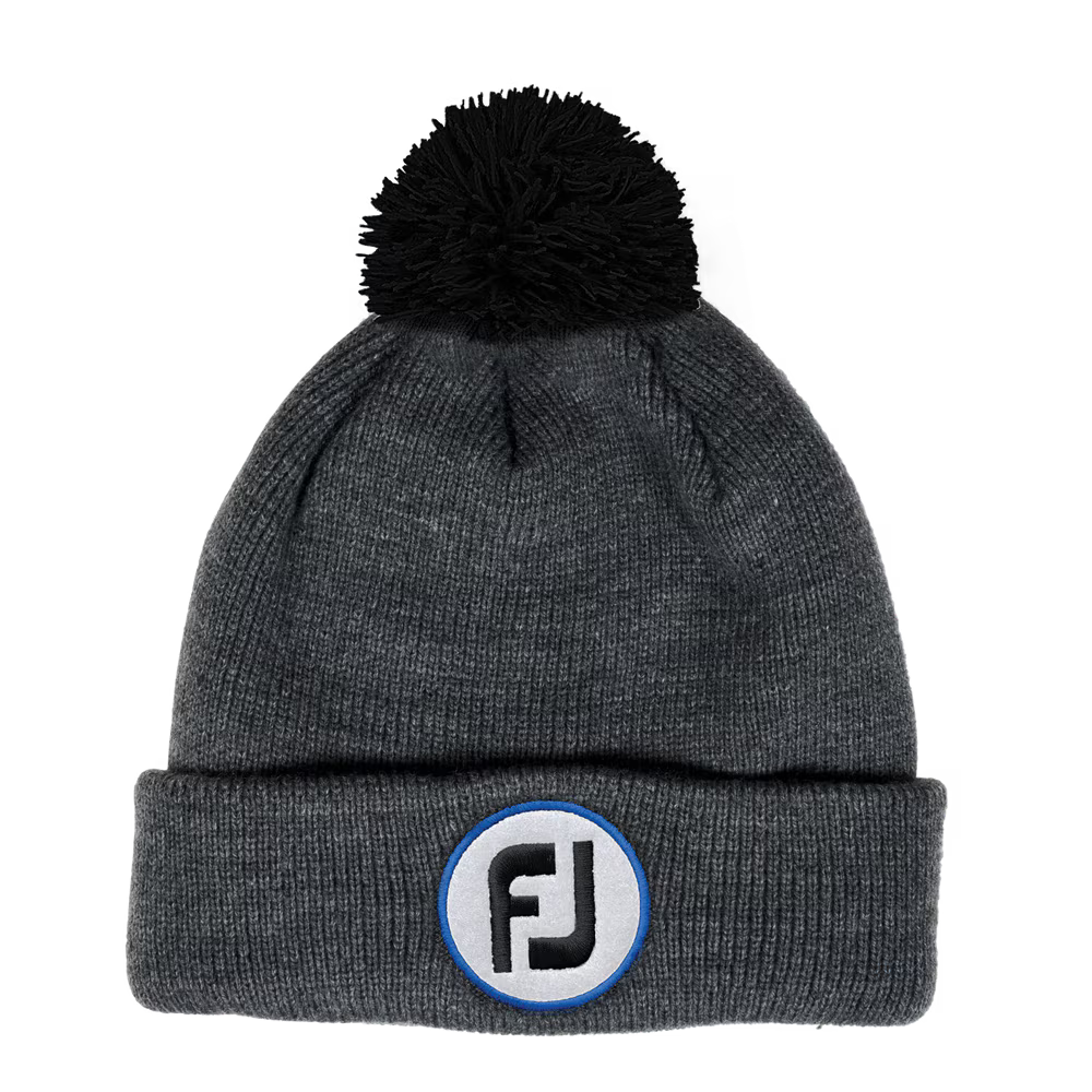 FOOTJOY POM POM KNIT HAT HEATHER CHARCOAL