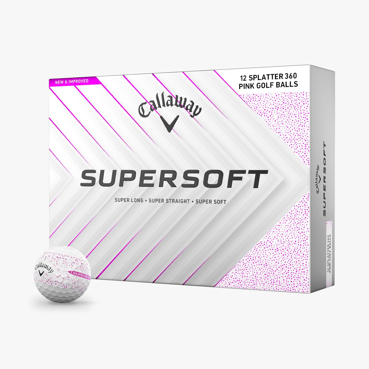 CALLAWAY SUPERSOFT 360 PINK SPLATTER GOLF BALL 2025