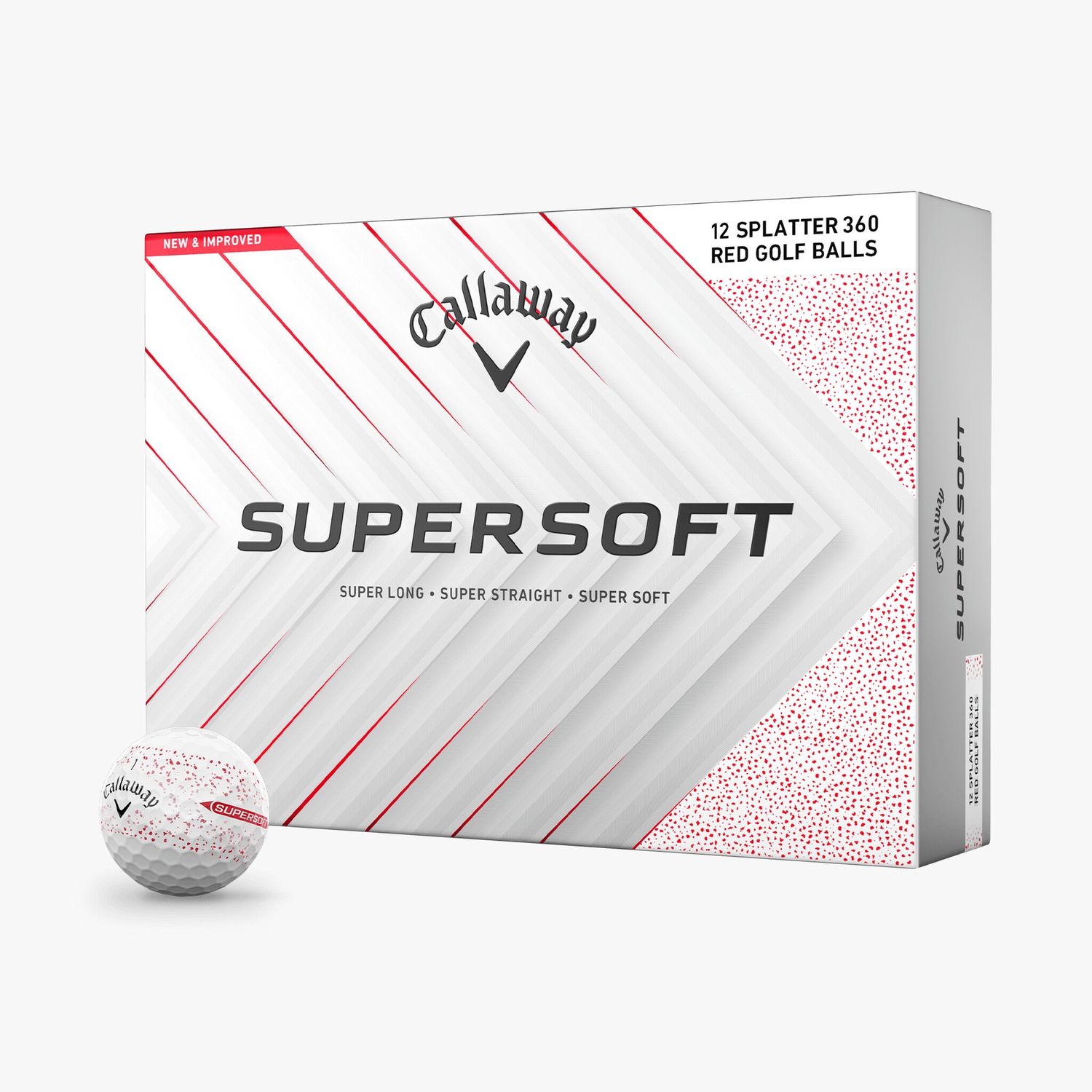 CALLAWAY SUPERSOFT 360 RED SPLATTER GOLF BALL 2025