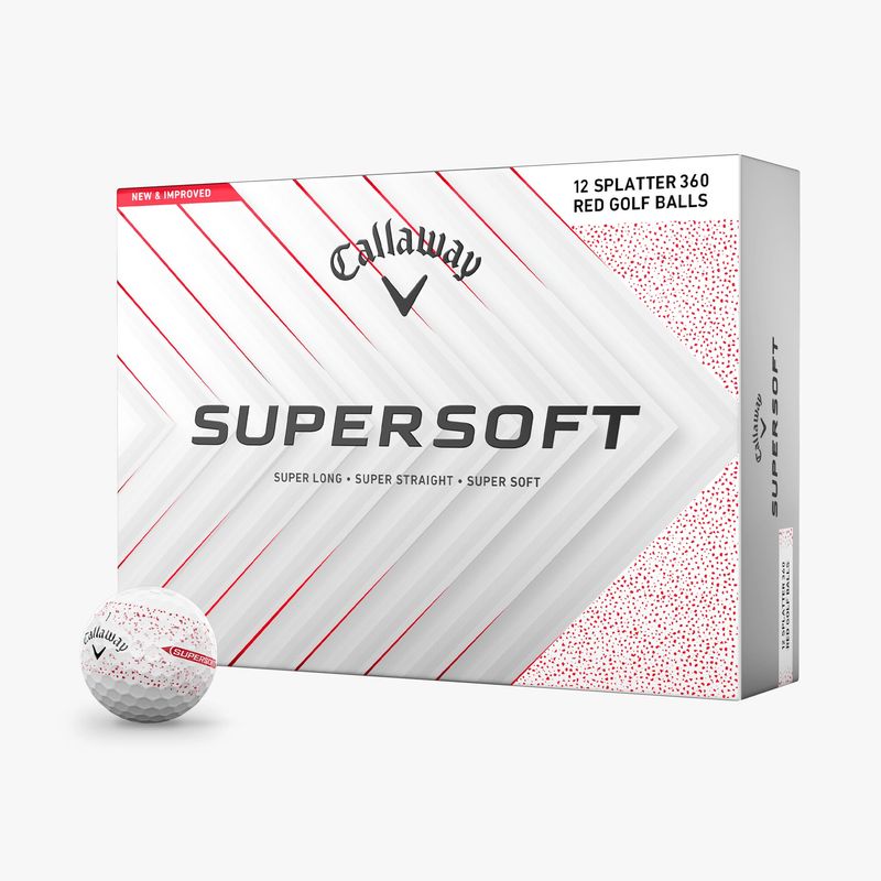 CALLAWAY SUPERSOFT 360 RED SPLATTER GOLF BALL 2025