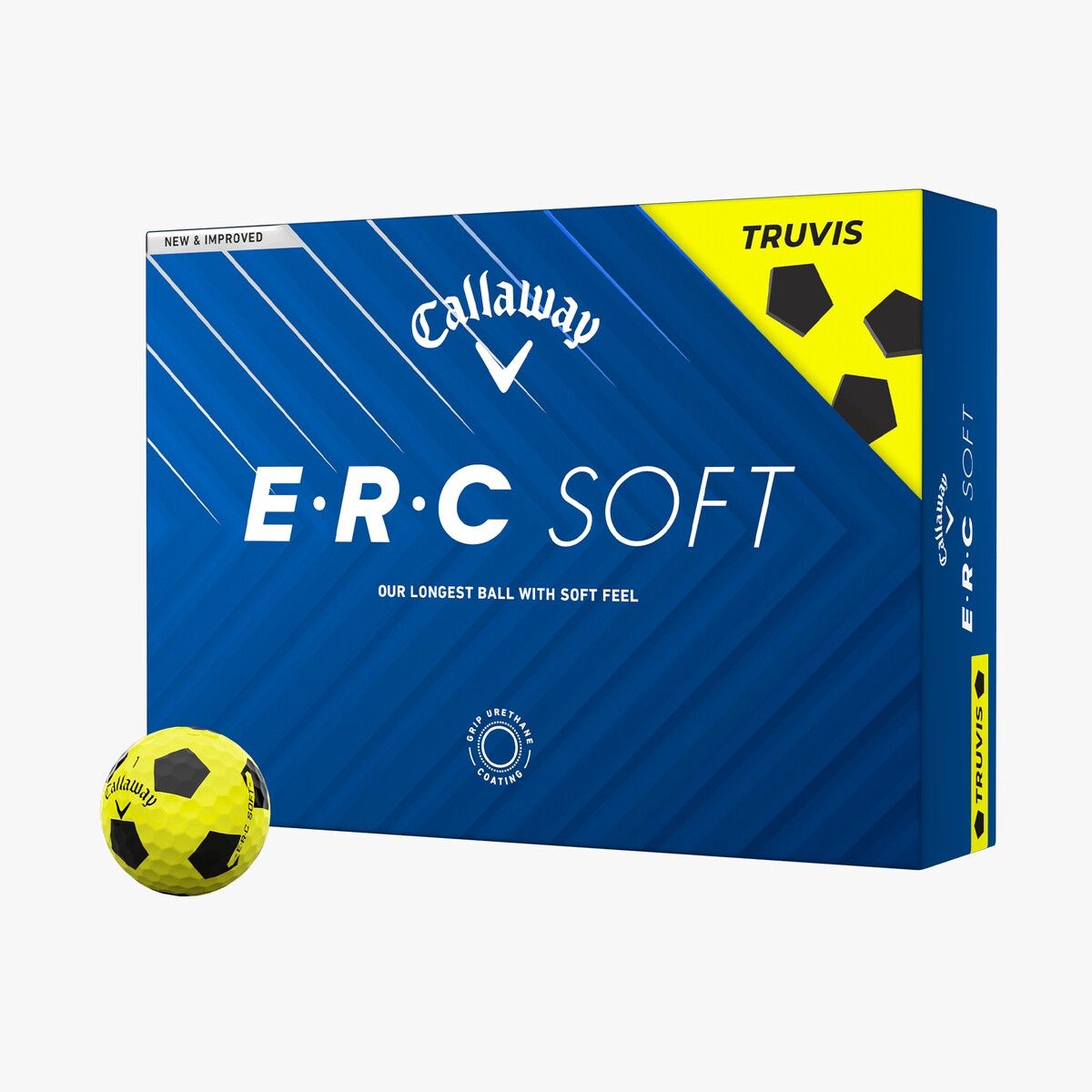 CALLAWAY E.R.C SOFT TRUVIS YELLOW GOLF BALL 2025