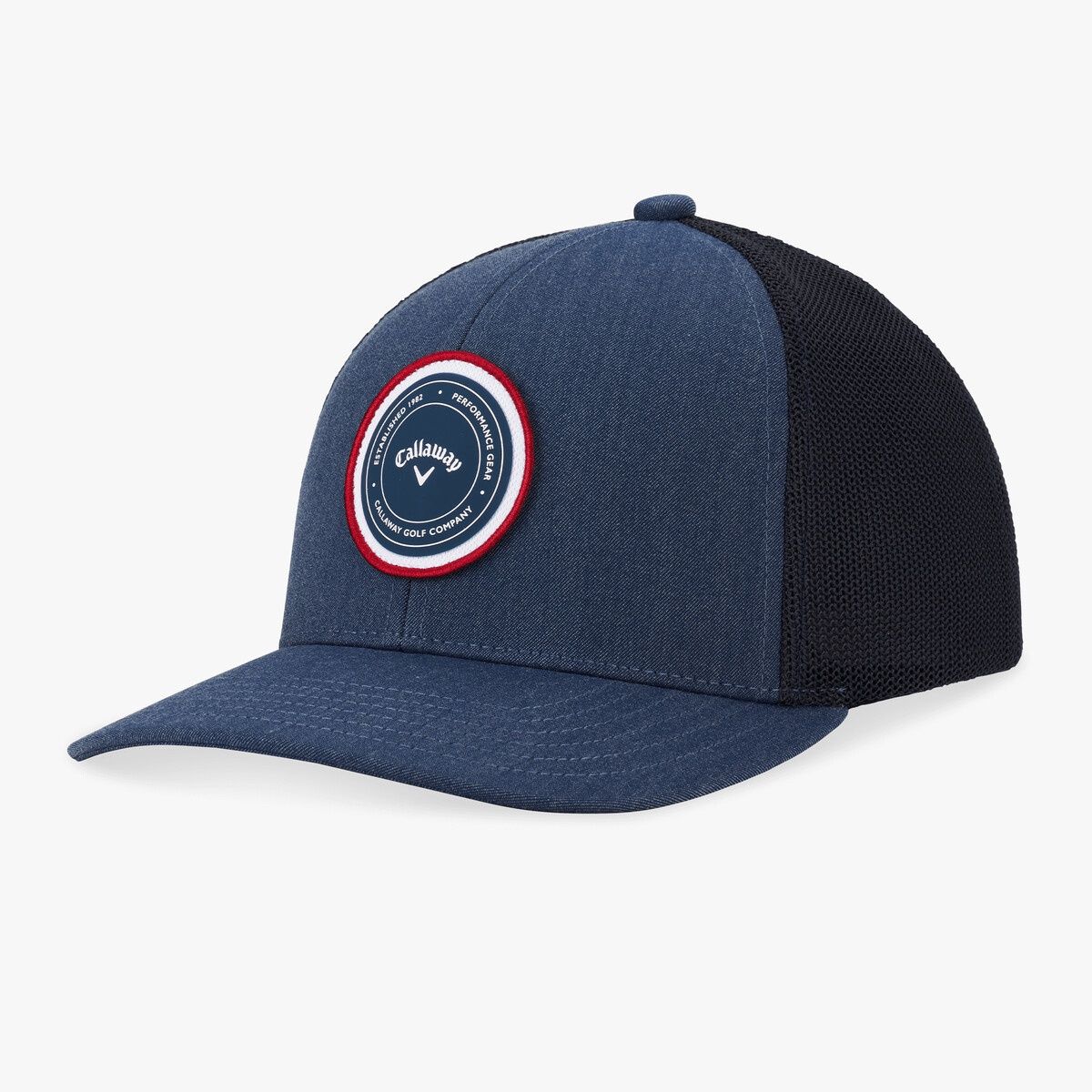 CALLAWAY PLAYING THROUGH TRUCKER HAT, Size: ADJUSTABLE, Color: HEATHER NAVY