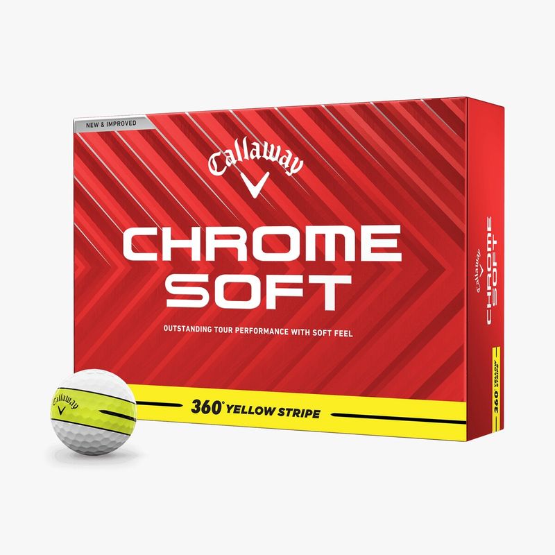 CALLAWAY CHROME SOFT 360 YELLOW STRIPE GOLF BALL DOZEN