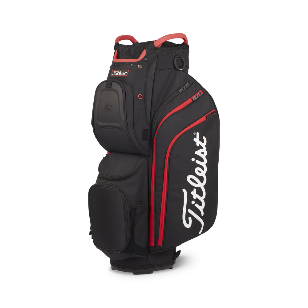 TITLEIST CART 15 BAG BLACK/BLACK/RED