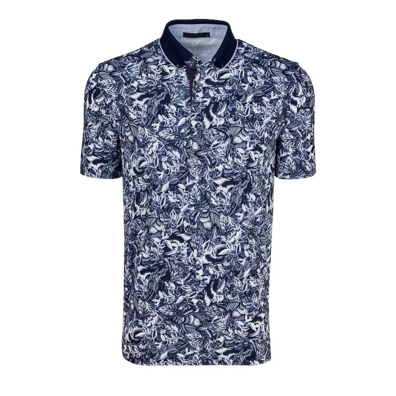 GREYSON STAMPED POLO MALTESE BLUE