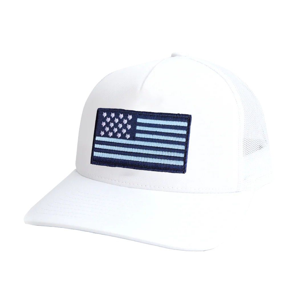 GREYSON WOLF FLAG TRUCKER HAT, Size: ADJUSTABLE, Color: ARCTIC