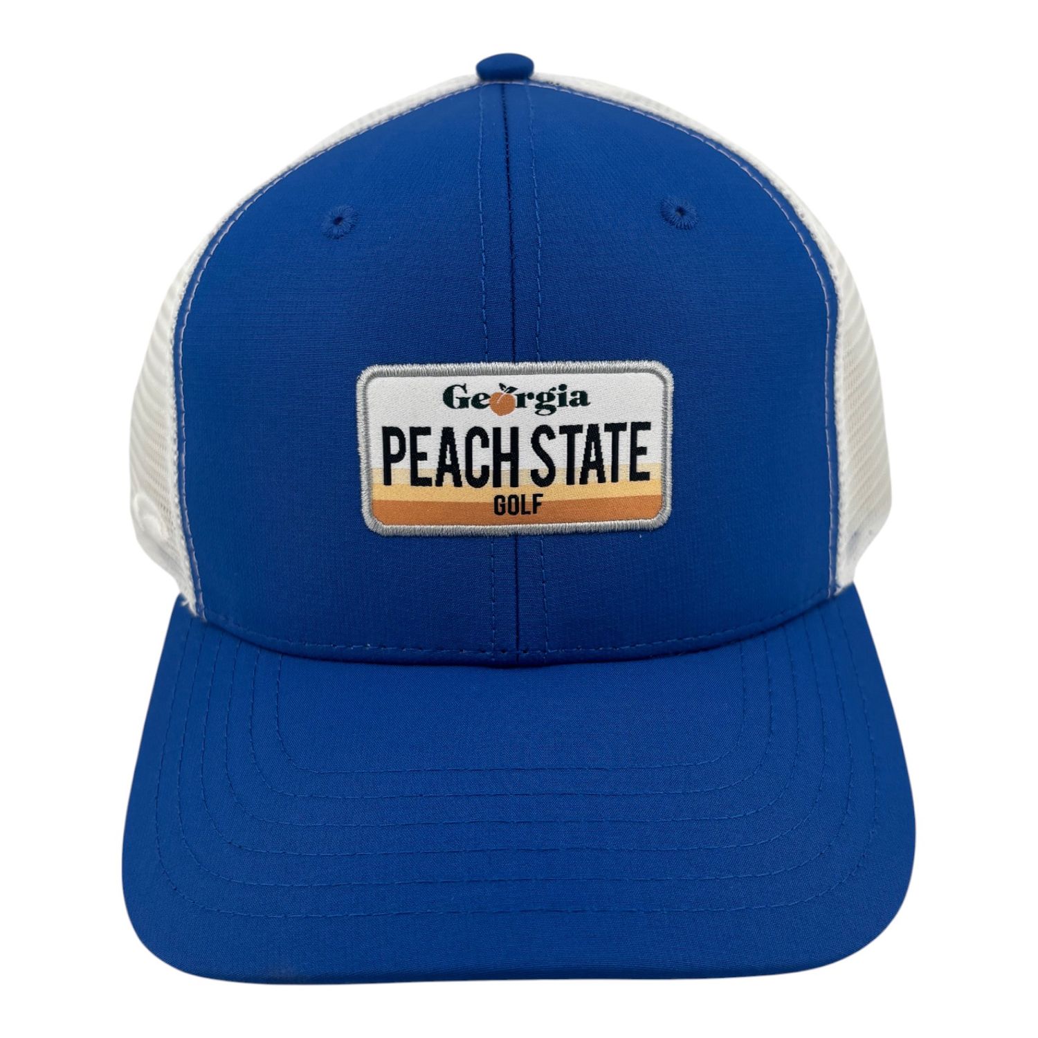 PEACH STATE GOLF LICENSE PLATE TRUCKER ROYAL/WHITE