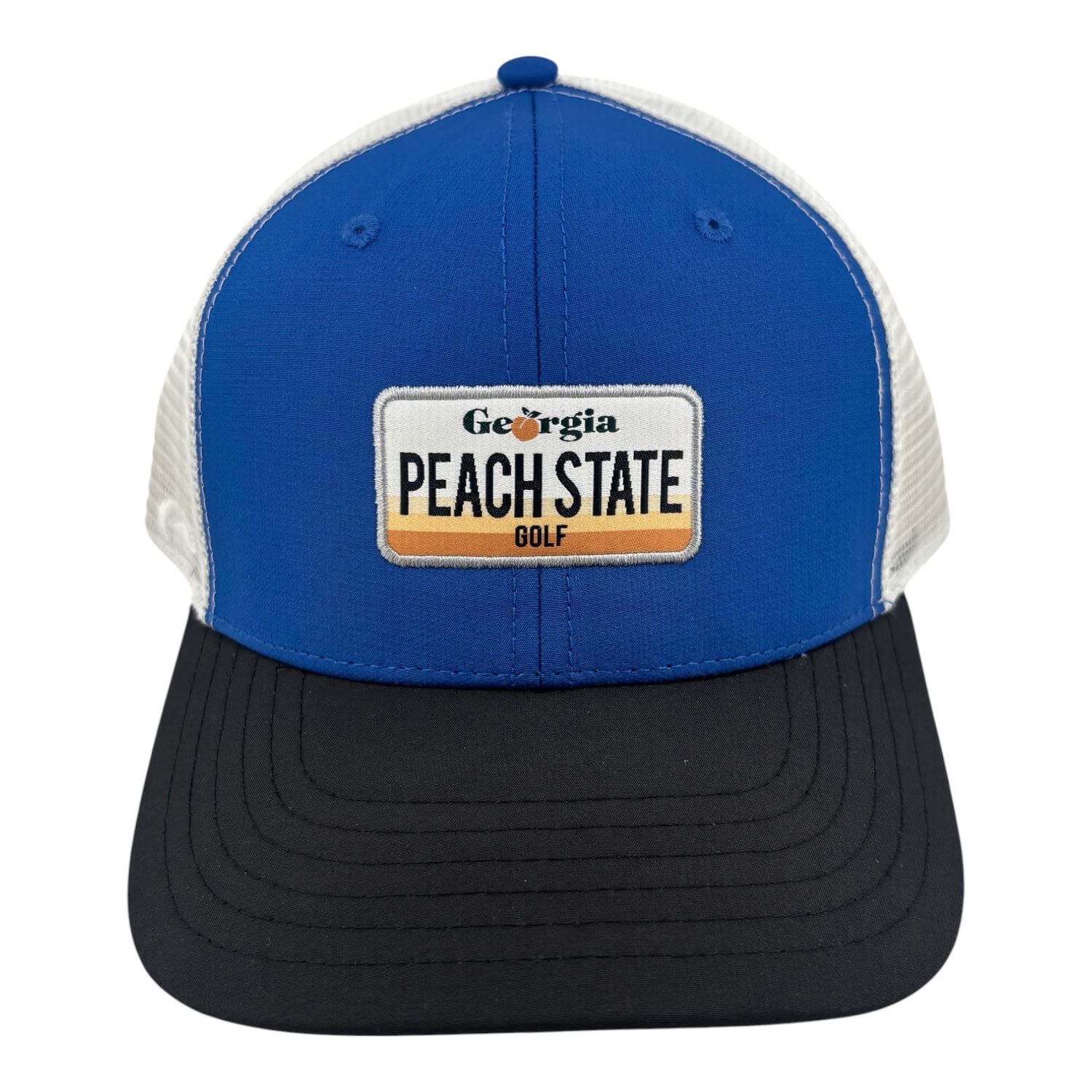 PEACH STATE GOLF LICENSE PLATE TRUCKER BLACK/ROYAL/WHITE