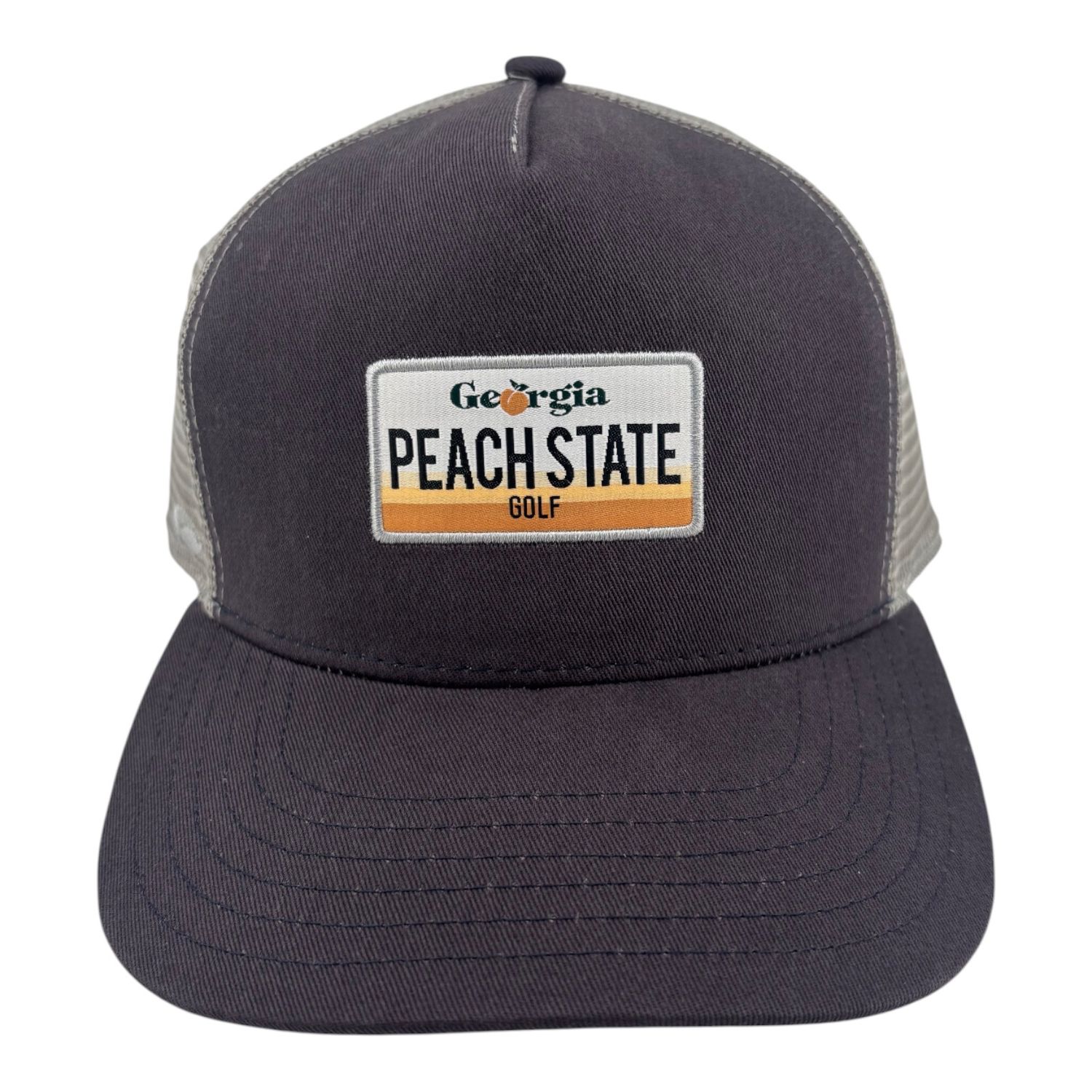 PEACH STATE GOLF LICENSE PLATE TRUCKER HAT NAVY
