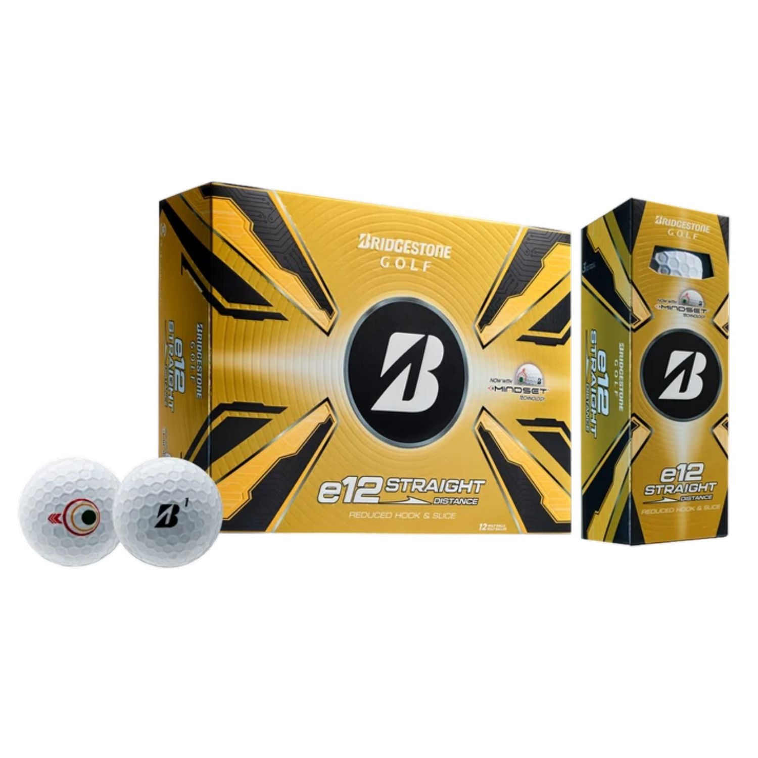 BRIDGESTONE E12 STRAIGHT 2025 WHITE MINDSET GOLF BALL DOZEN