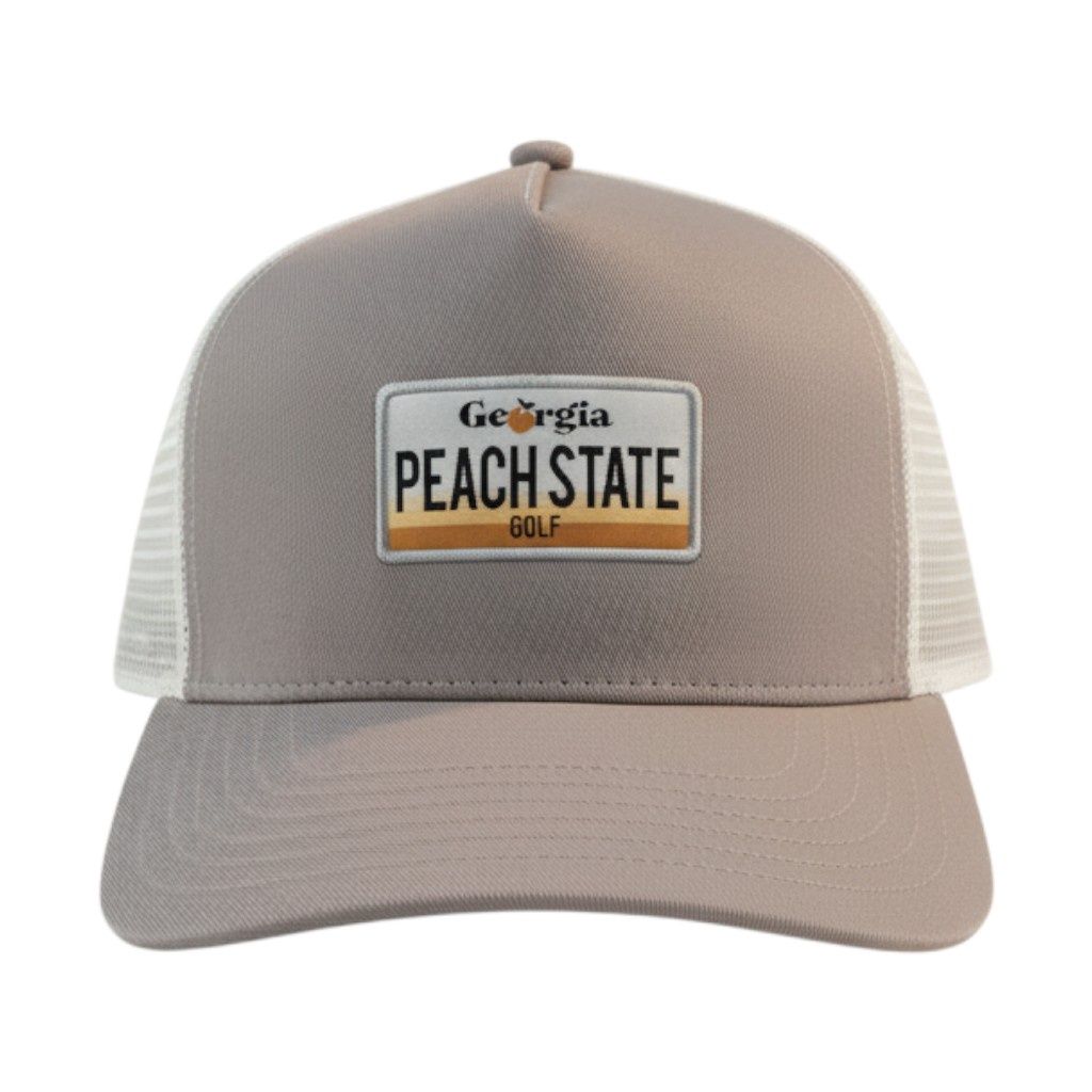 PEACH STATE GOLF LICENSE PLATE TRUCKER HAT STEEL