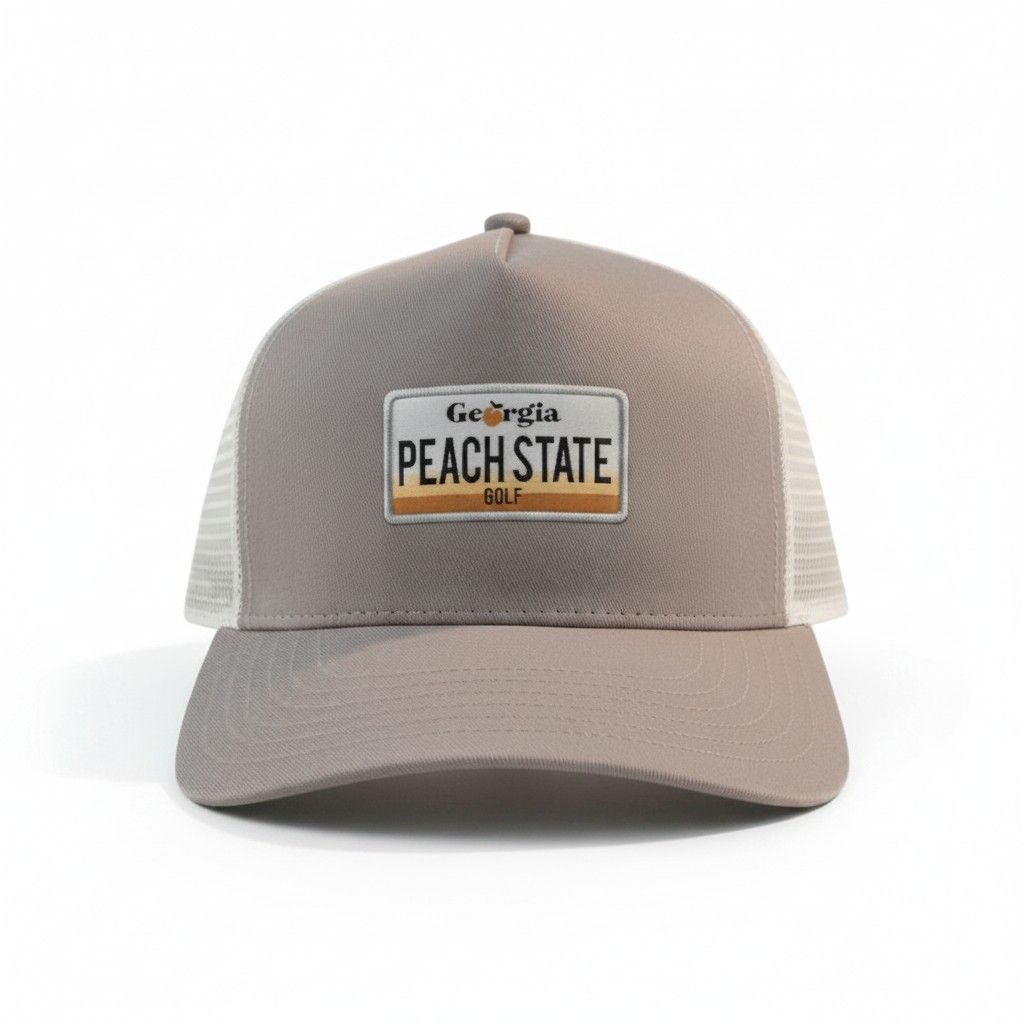 PEACH STATE GOLF LICENSE PLATE TRUCKER HAT STEEL