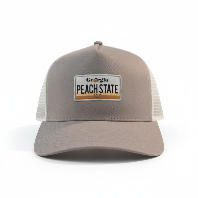 PEACH STATE GOLF LICENSE PLATE TRUCKER HAT STEEL