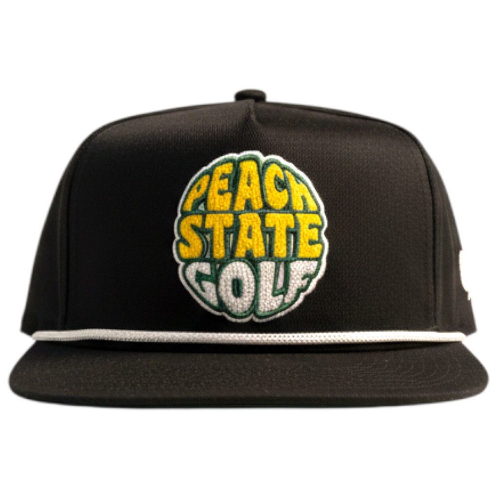 PEACH STATE GOLF FLAT ROPE HAT BLACK