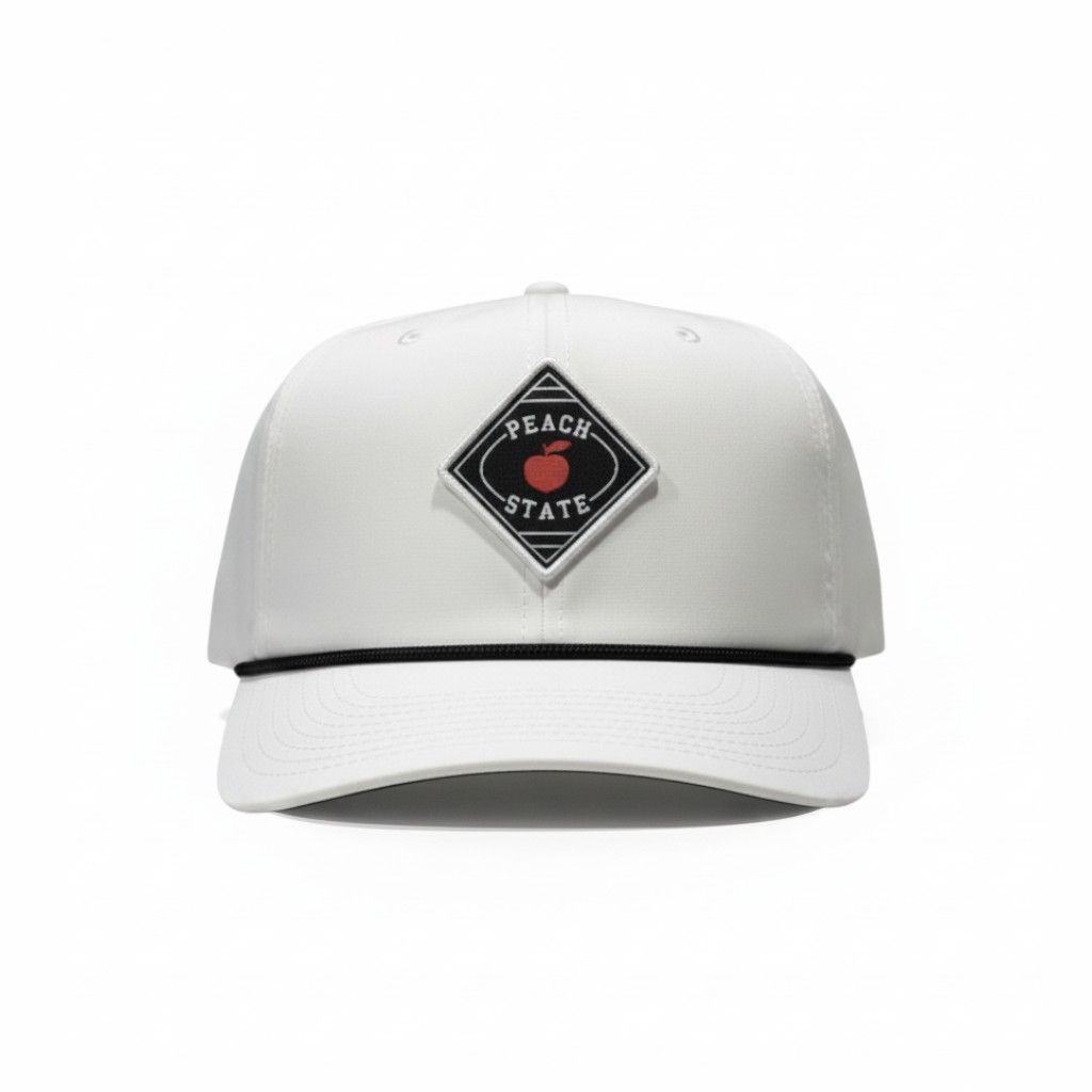 PEACH STATE GOLF DIAMOND PATCH ROPE HAT WHITE