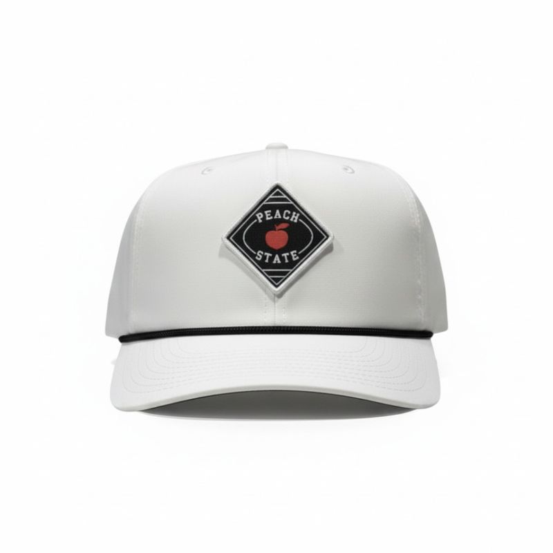 PEACH STATE GOLF DIAMOND PATCH ROPE HAT WHITE