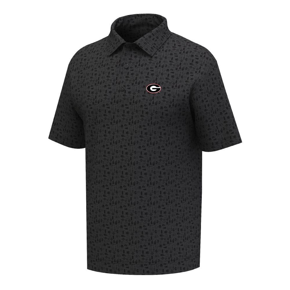 FOOTJOY GEORGIA UGA OVAL G TAILGATE POLO CHARCOAL/BLACK