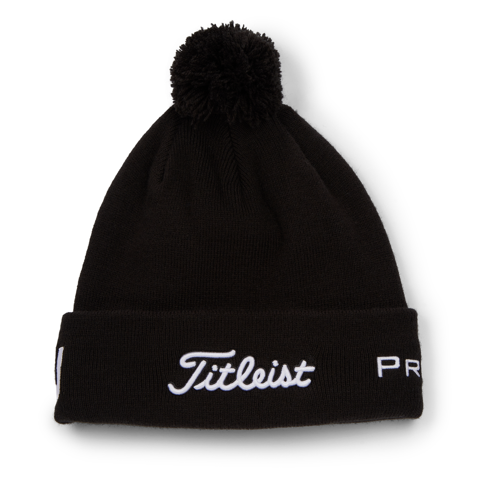 TITLEIST TOUR POM POM BEANIE, Color: BLACK/WHITE