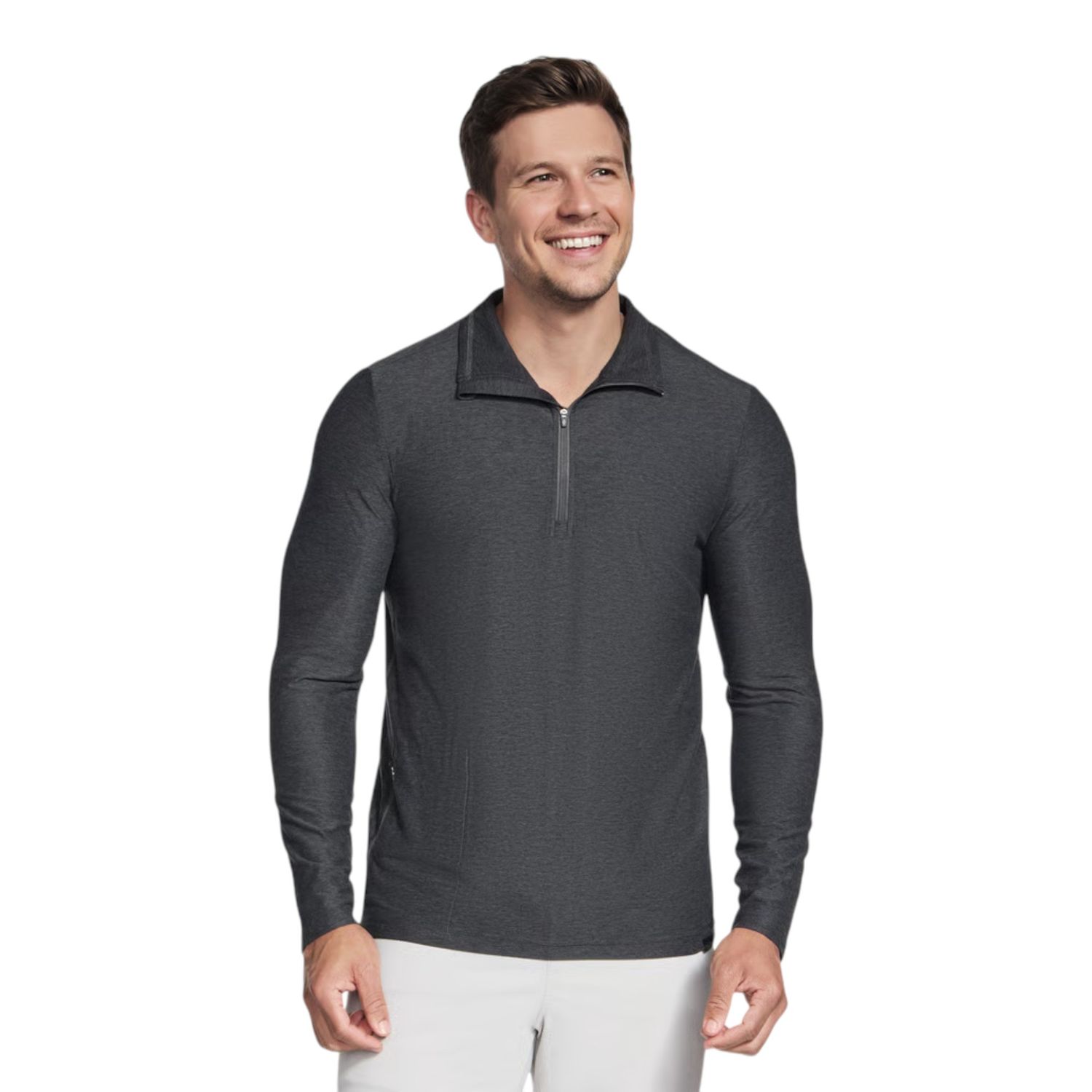 SKECHERS GO DRI ALL DAY 1/4 ZIP BLACK/CHARCOAL