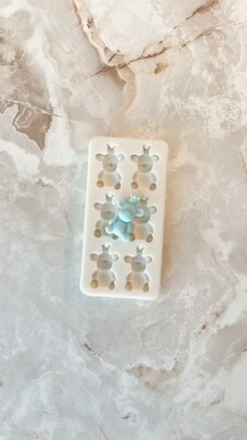Multi teddy bear silicone mold with crown