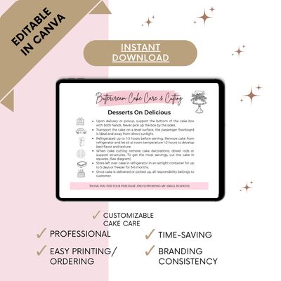 Editable Buttercream Cake Care