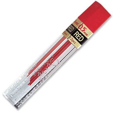 Pentel Coloured Pencil Lead Refills (12/tube), Type: Red 0.5
