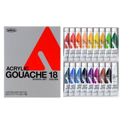 Holbein Acrylic Gouache Set - 12ml x 18 tubes - School