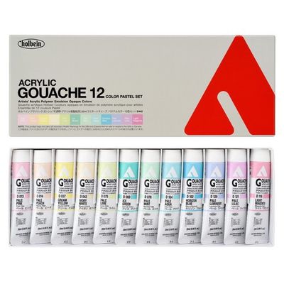 Holbein Acrylic Gouache Set - 20ml x 12 tubes - Pastel