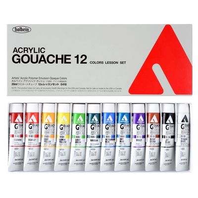 Holbein Acrylic Gouache Set - 20ml x 12 tubes - Lesson