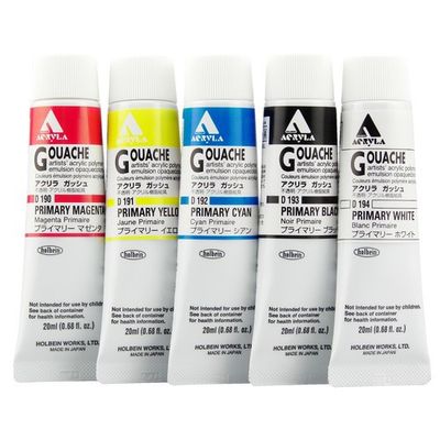 Holbein Acrylic Gouache Set - 20ml x 5 tubes - Primary
