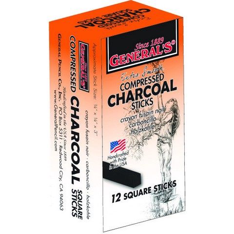 General's Compressed Charcoal Stick - Thin, Shade: 2B - Black