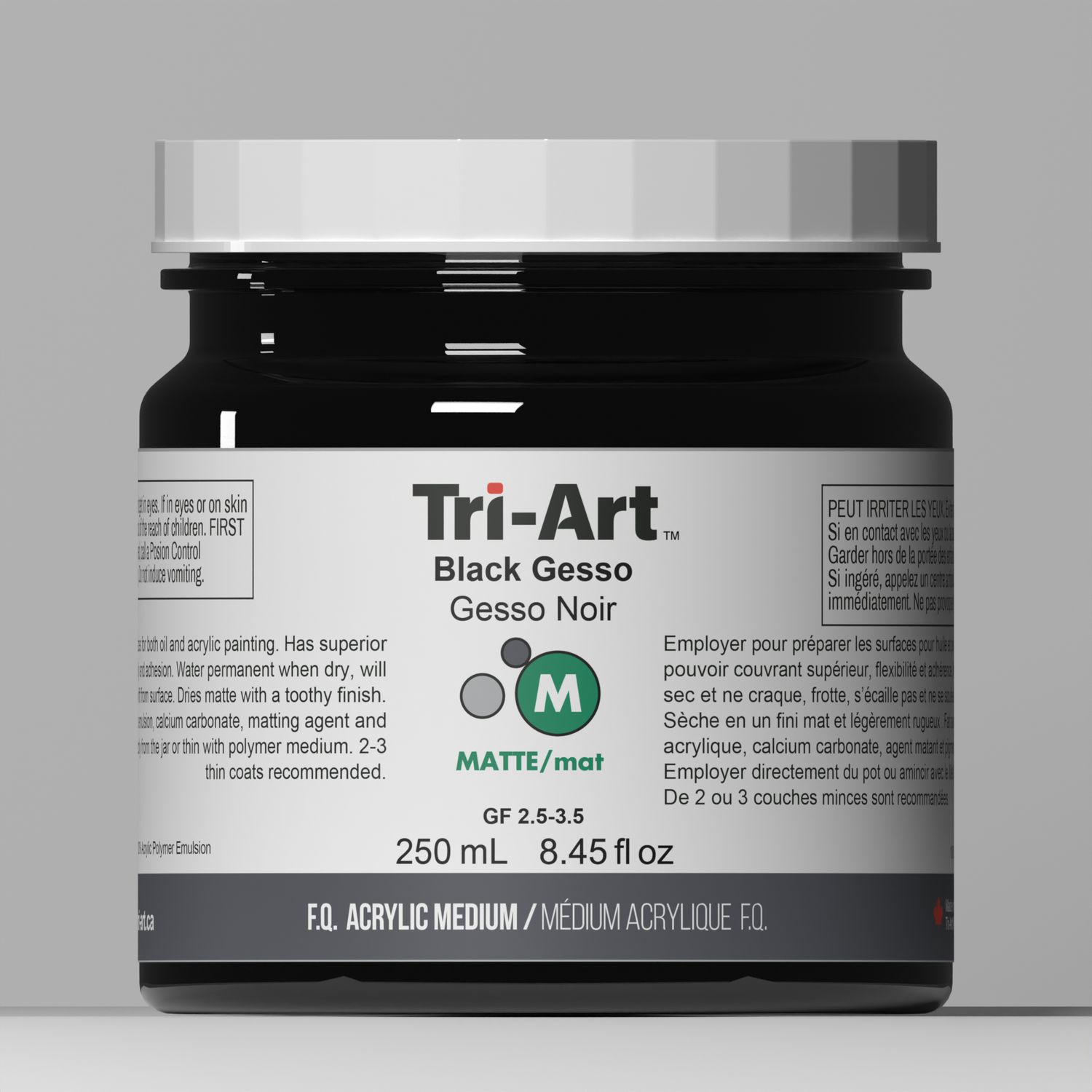 Tri-Art Acrylic Gesso - Black, Size: 250ml
