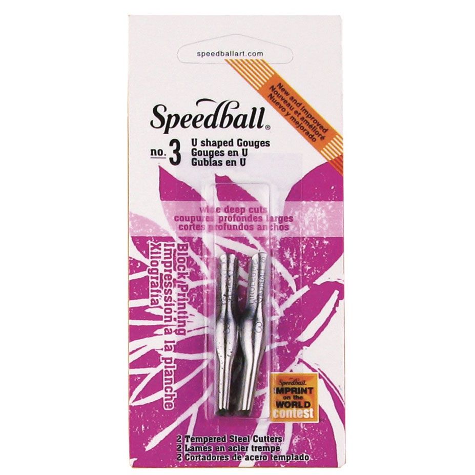 Speedball Lino Cutter Blades -  2 pack, Size: No.1 - V Shaped Gouge - Small