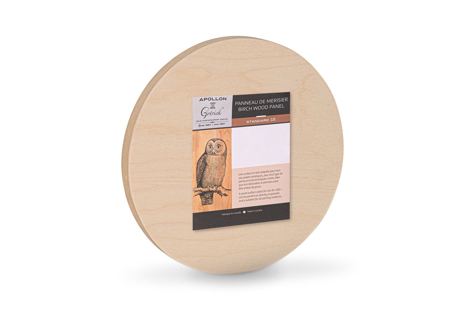 Cradled Round Birch Panel, Size: 10", Type: Standard 3/4" depth